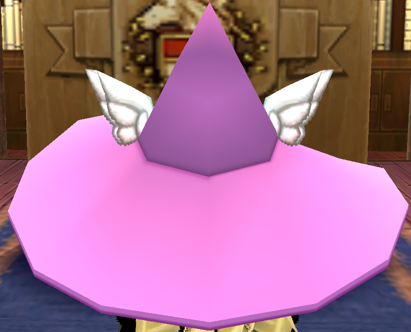 Equipped Winged Wizard Hat viewed from the back