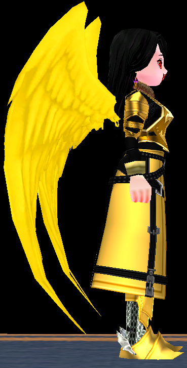 Equipped Yellow Heavenly Grace Wings viewed from the side