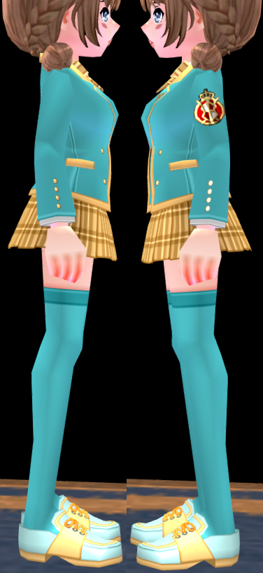 Equipped Female Elite Student Set viewed from the side