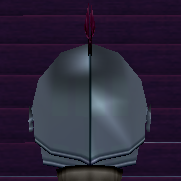 Equipped Thames Plate Helmet viewed from the back with the visor down