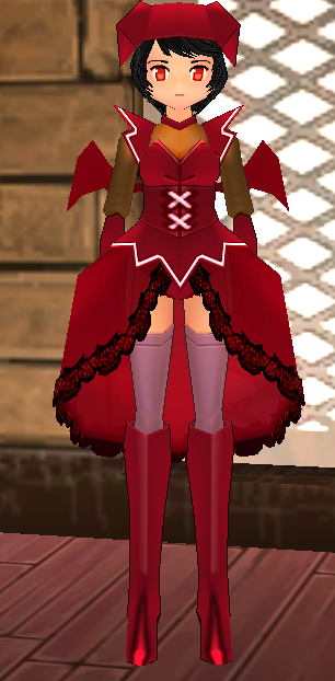 Equipped Red Succubus Set viewed from the front