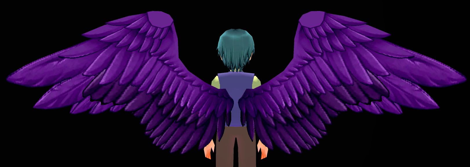 Equipped Purple Crane Wings viewed from the back