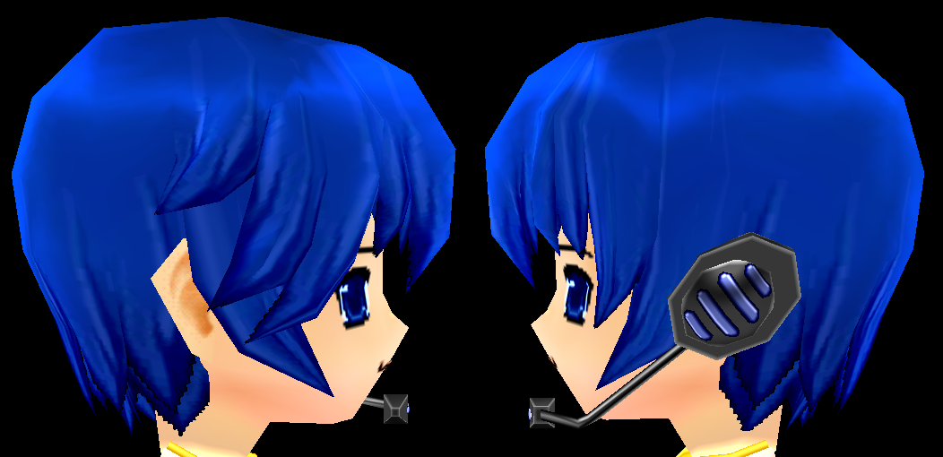 Equipped Kaito Headset viewed from the side