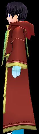 Equipped Guild Robe viewed from the side with the hood down