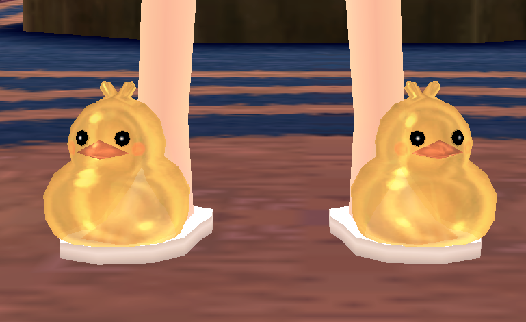 Equipped Hot Spring Duck Slippers viewed from the front