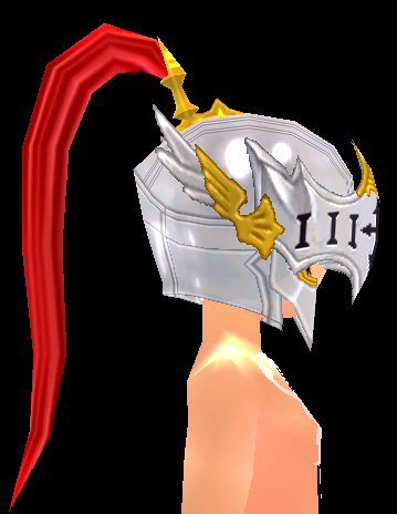 Equipped Saint Guardian's Helmet (M) viewed from the side