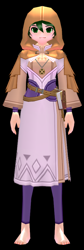 Equipped Female Brielle's Outfit viewed from the front with the hood up