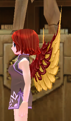 Equipped Red Desert Guardian Wings viewed from the side