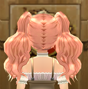 Equipped Raspberry Twin Tail Wig (F) viewed from the back