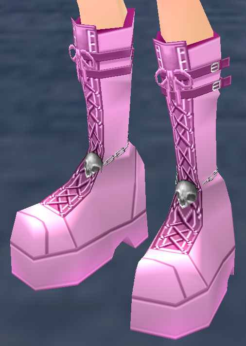 Equipped Gothic Lolita Skull Boots viewed from an angle