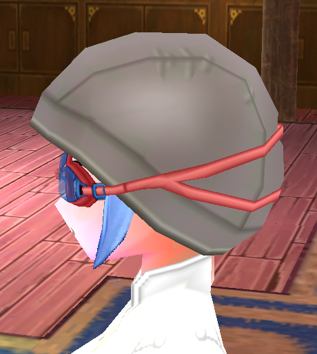 Equipped Swimming Cap viewed from the side with the visor down