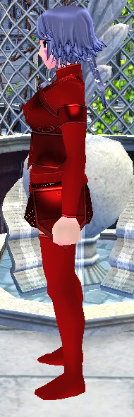 Equipped Female Valencia's Cross Line Plate Armor (Giant) (Red) viewed from the side