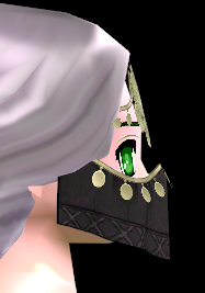 Equipped Gilded Troupe Member Veil (Face Accessory Slot Exclusive) viewed from the side