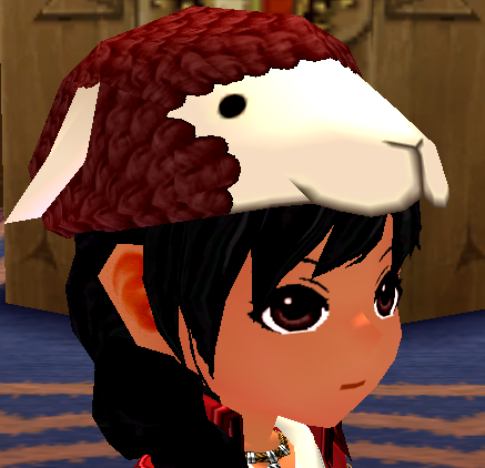 Equipped Sheep Hat viewed from an angle
