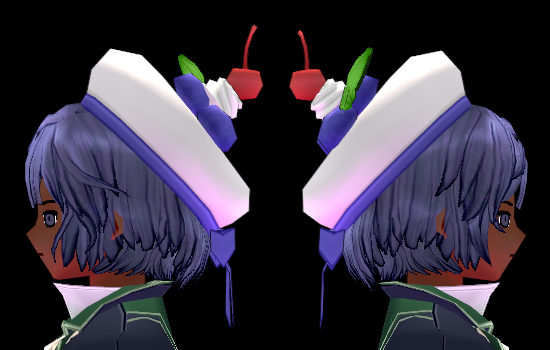 Equipped Blueberry Beret and Bob Wig (M) viewed from the side