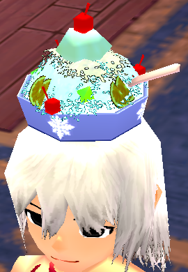 Equipped Shaved Ice Bowl Hat viewed from an angle