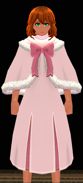 Equipped Lily's Romantic Winter Dress (F) viewed from the front with the hood down