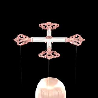 Equipped Peach Royal Marionette Halo viewed from the back