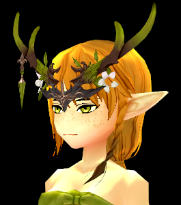 Equipped Horn of the Divine Beast Forehead Decoration (Face Accessory Slot Exclusive) viewed from an angle