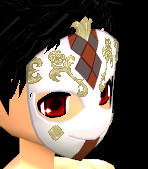 Equipped Gilded Troupe Member Mask (Face Accessory Slot Exclusive) viewed from an angle
