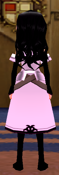 Equipped Tioz Armor (F) (Rose Pink) viewed from the back