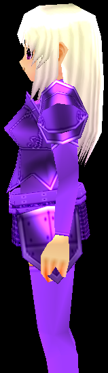 Equipped Valencia's Cross Line Plate Armor (F) (Purple) viewed from the side