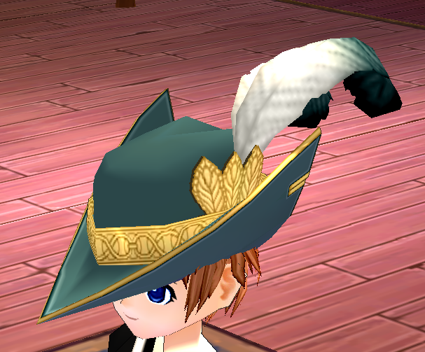 Equipped Justice Suit Hat viewed from an angle