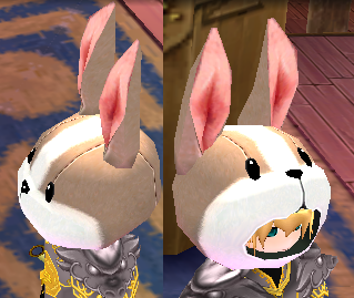 Equipped Rabbit Mask viewed from an angle