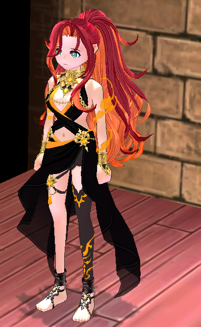 Equipped Female Naraka Inferno Set viewed from an angle