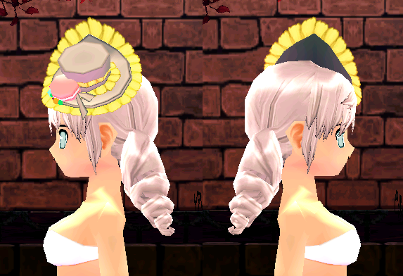 Equipped Macaron Mistress Hat & Wig viewed from the side
