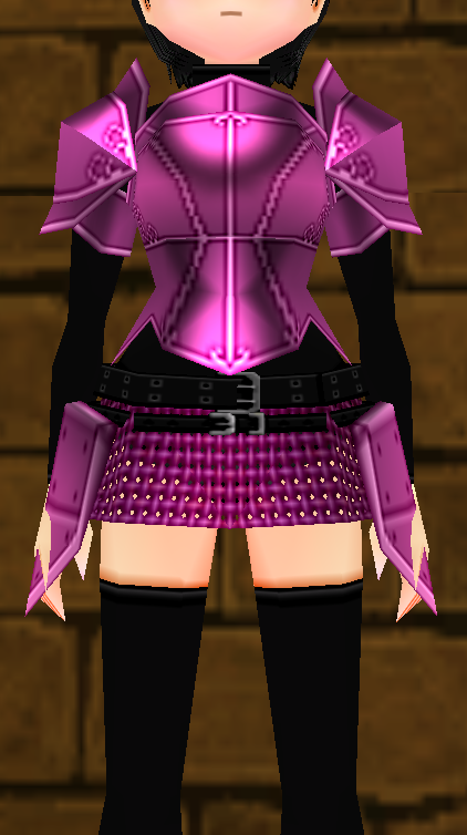 Equipped Valencia's Cross Line Plate Armor (F) (Dark Pink Armor, Black Cloth) viewed from the front