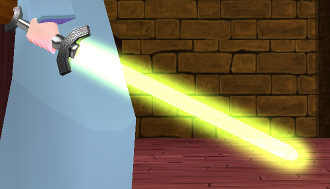 Equipped Green Beam Sword