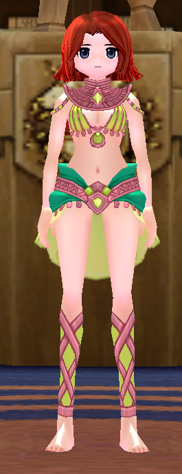 Equipped Desert Guardian Outfit (F) (Dyed) viewed from the front