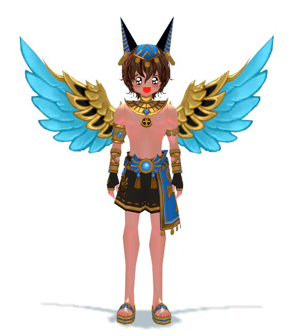 Equipped Gold Desert Guardian Wings viewed from the front