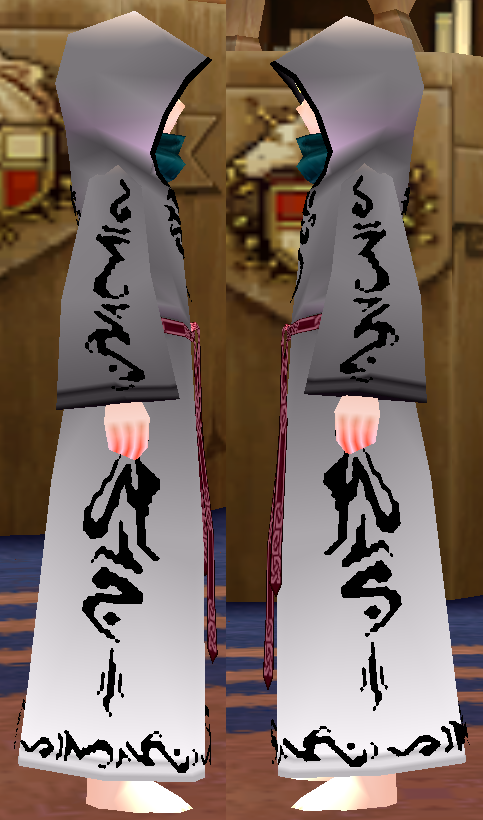 Equipped Male Anti-Fomor Robe (Dyeable) viewed from the side with the hood up