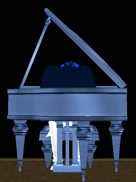 Equipped Piano (Blue to Teal Flashy) viewed from the front