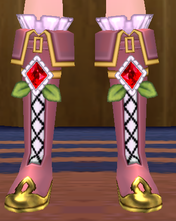 Equipped Ruby Adorned Alchemist Boots (M) viewed from the front