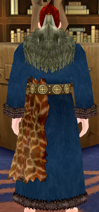 Equipped Male Giant Wolf Robe viewed from the back with the hood down
