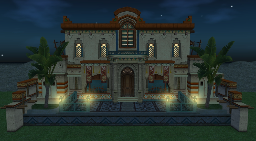 How Homestead Portia's Villa appears at night