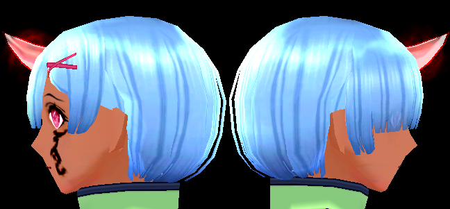 Equipped Rem Horn Wig (F) viewed from the side