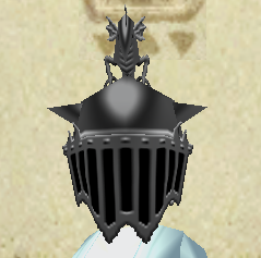 Equipped Dragon Crest viewed from the front with the visor down