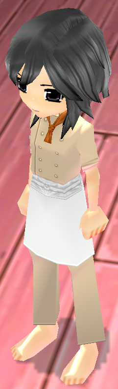 Equipped Tork's Chef Uniform (M) (Beige and White) viewed from an angle