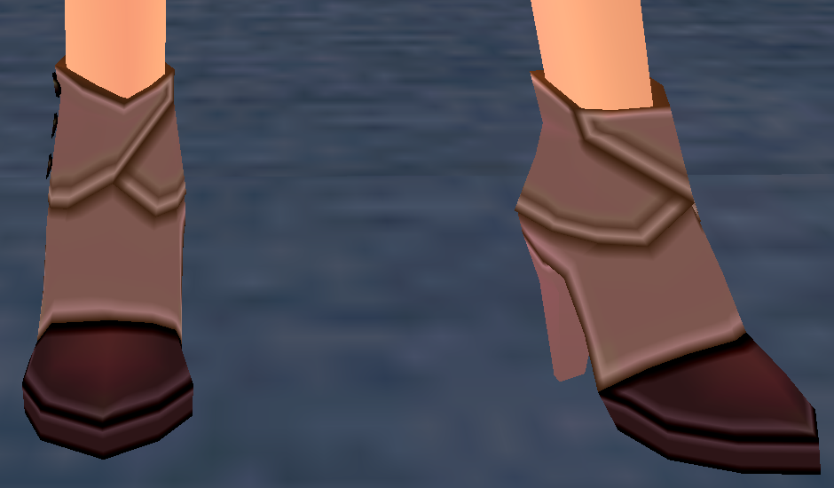 Equipped Assassin's Shoes (F) viewed from an angle