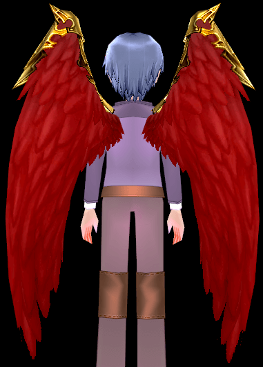 Equipped Scarlet Guardian Angel Wings viewed from the back