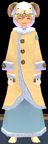 Equipped Male Sheep Robe viewed from the front with the hood up
