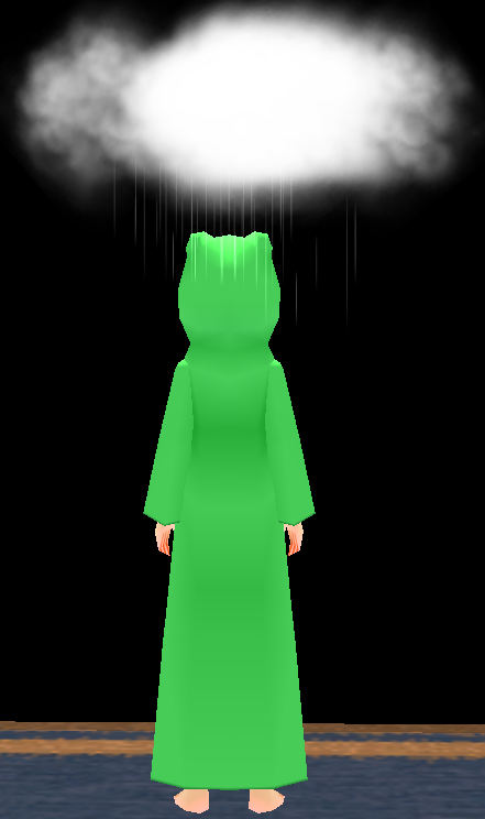 Equipped Female Frog Robe viewed from the back with the hood up