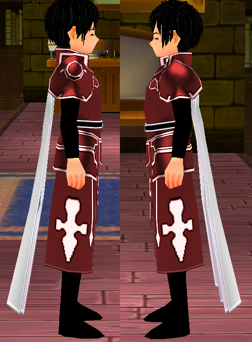 Equipped Heathcliff SAO Armor (Default) viewed from the side