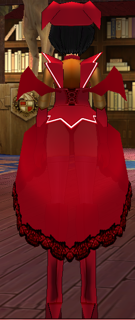 Equipped Red Succubus Set viewed from the back