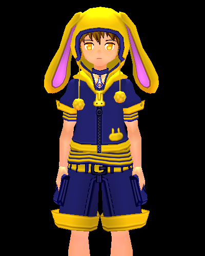 Equipped Bunny Parka Outfit (M) viewed from the front with the hood up