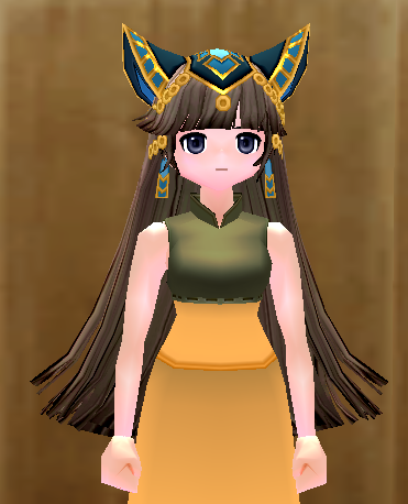 Equipped Desert Guardian Wig and Headdress (F) viewed from the front